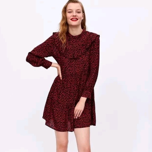 Dresses & Skirts - Leopard Dress Sweet Ruffles Long Sleeve